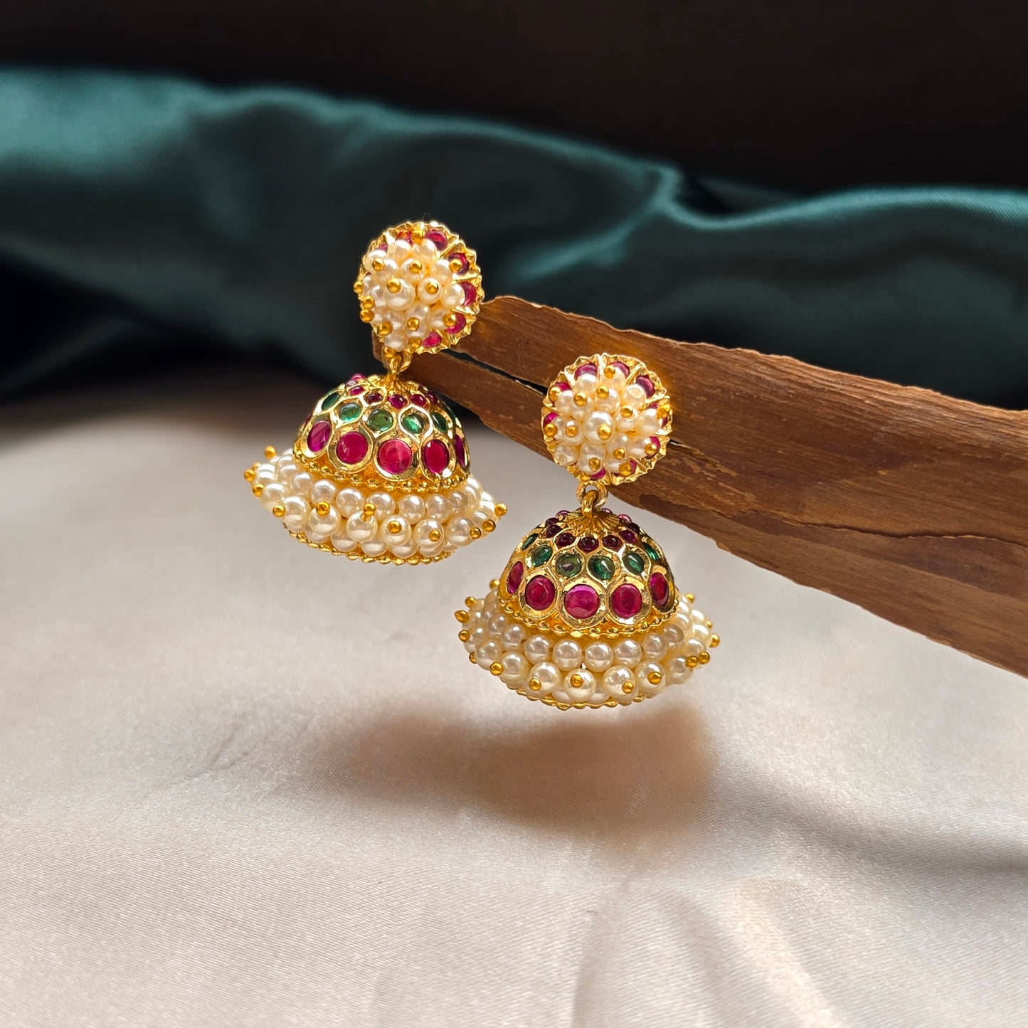 Kempu Pearl Jhumka