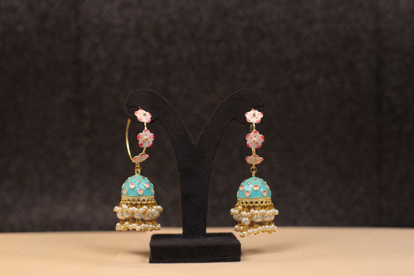 Meenakari Floral Jhumkas