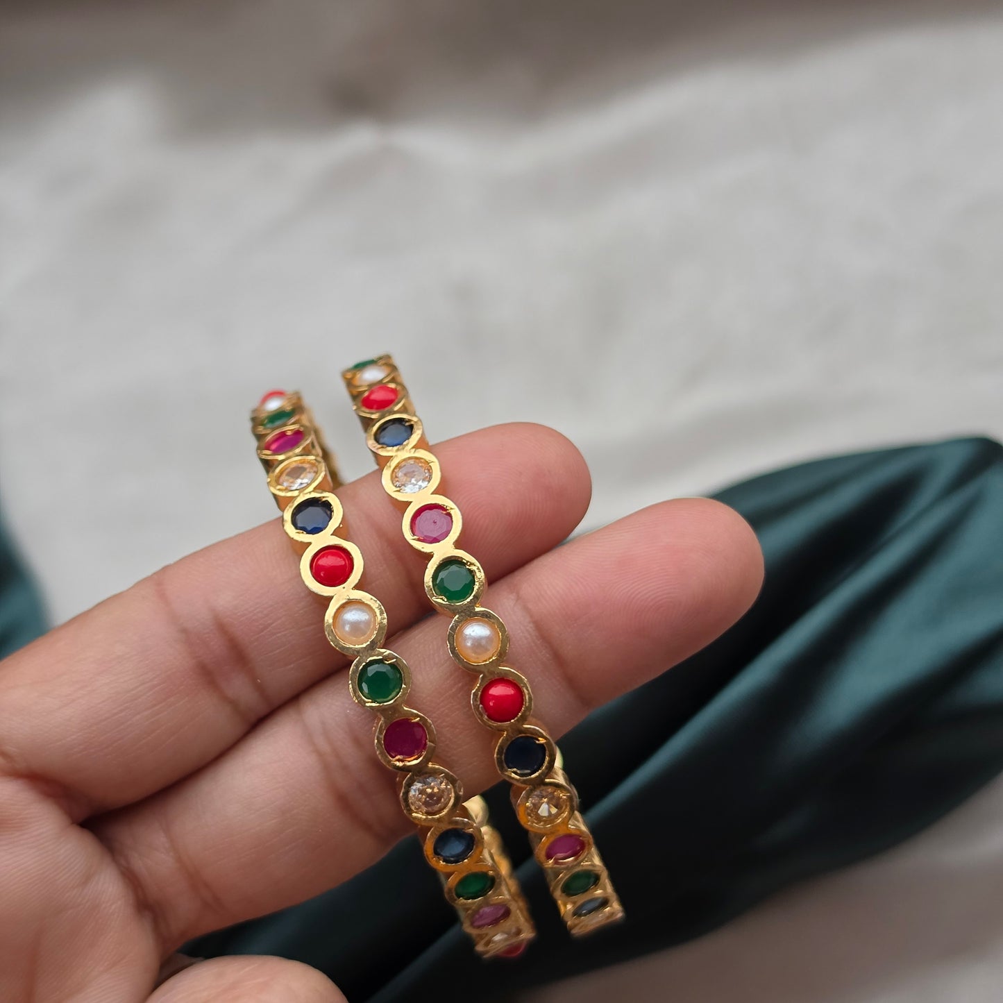 Navaratan Micro Plated Bangles - Set Of 2