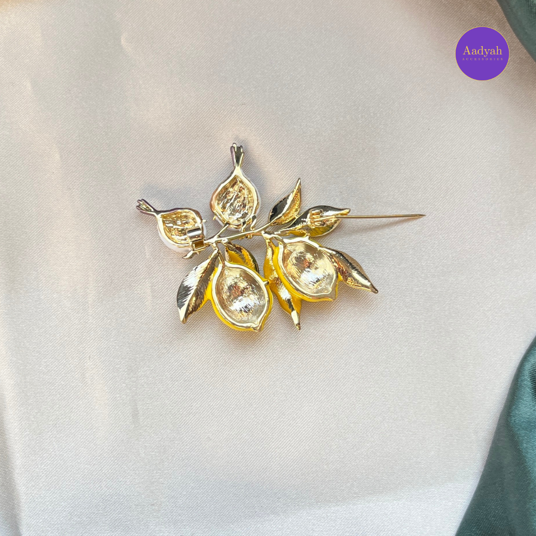 Bird & Lemon Brooch - White & Yellow