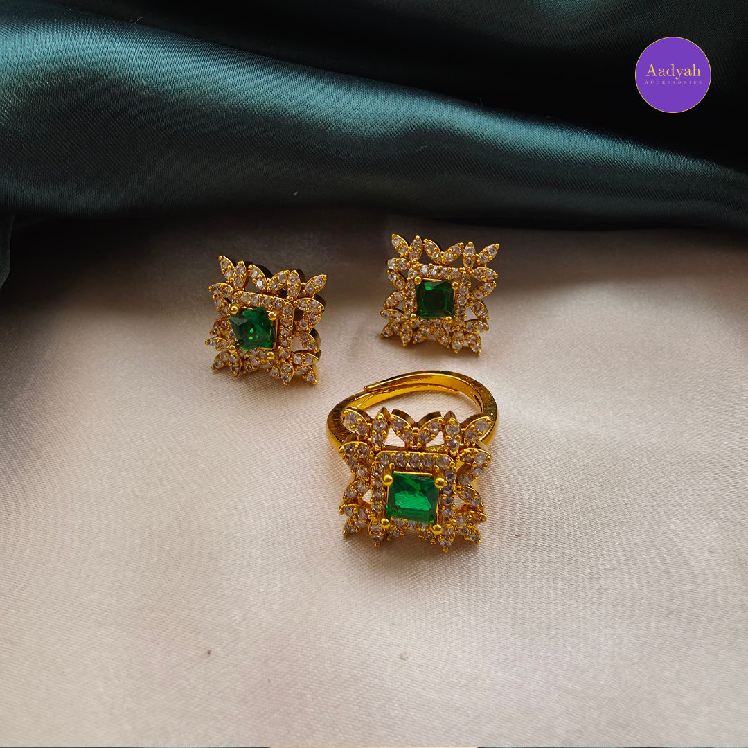 Chandraharam Choker Combo Necklace Set - Green