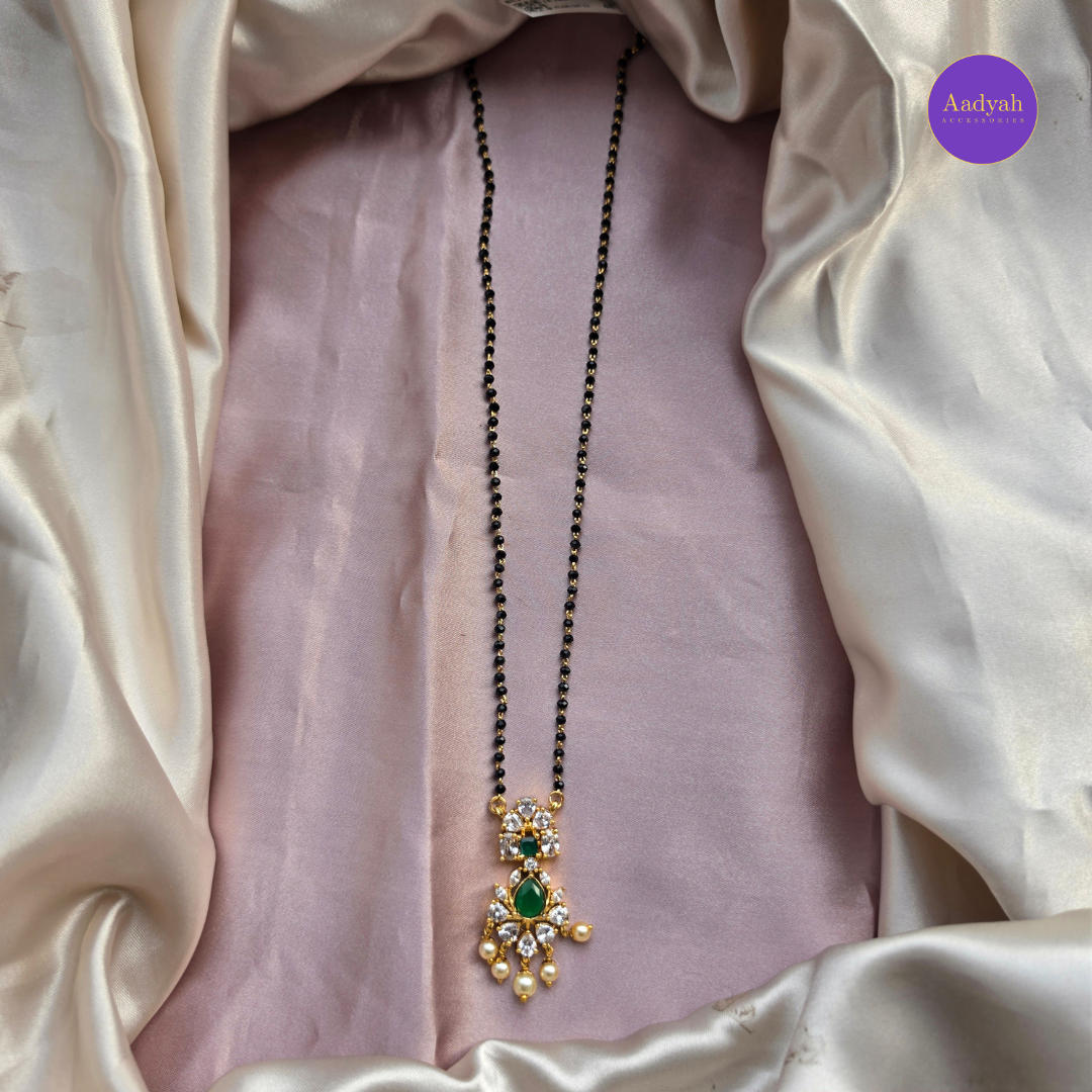 Ad Stone Mangalsutra - Pink & Green