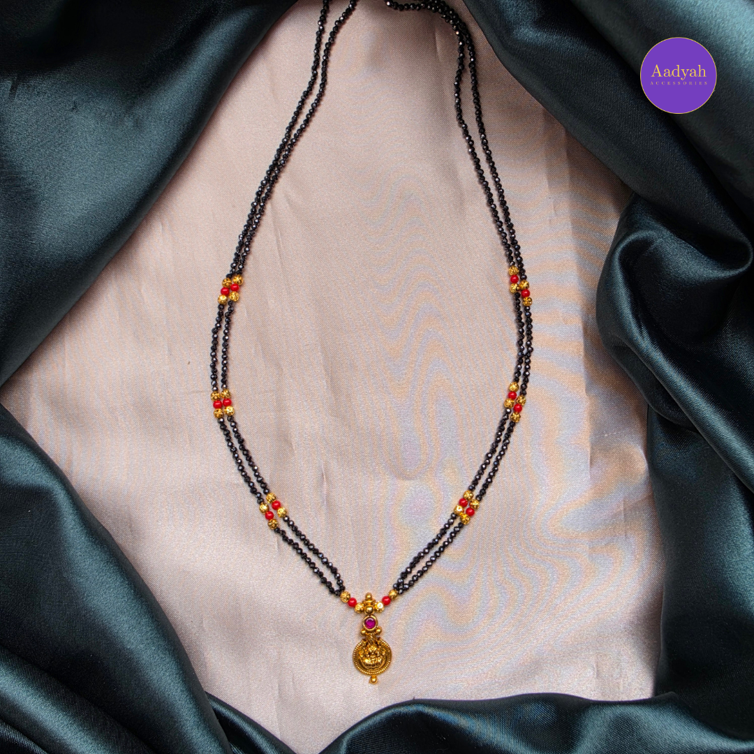 Coral Kasu Black Diamond - Mangalsutra - Gold