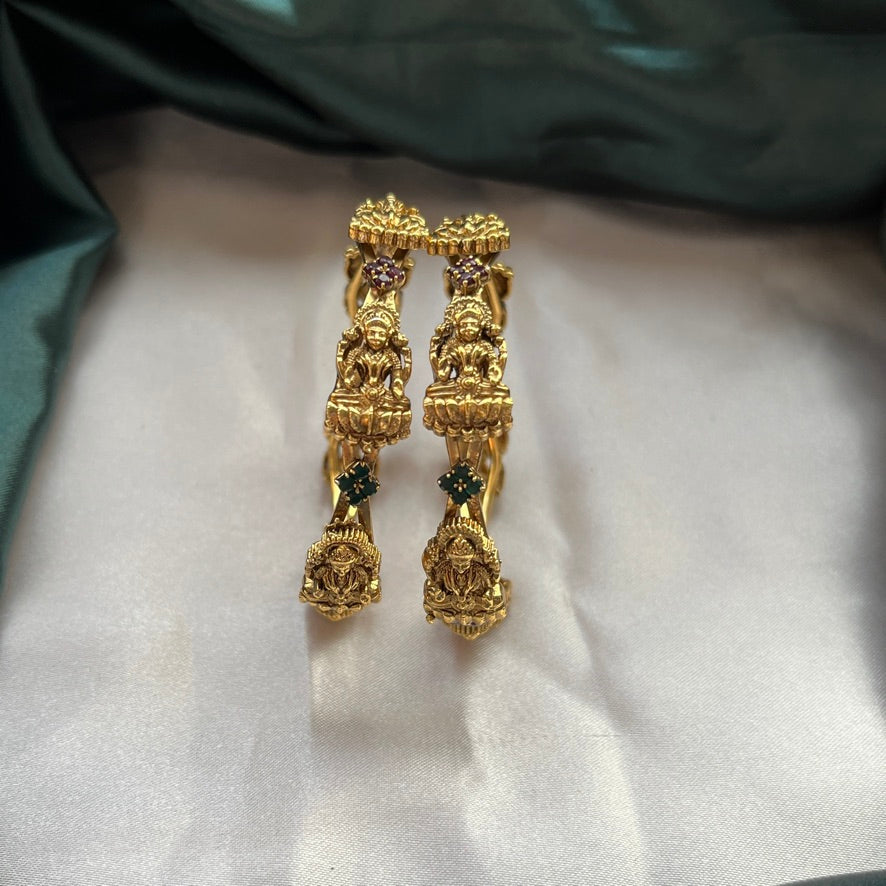 Traditional gold tone bangles with carved detailing imitation jewelry for weddings.Glossy gold look bangles in classic design party wear imitation bangles for women