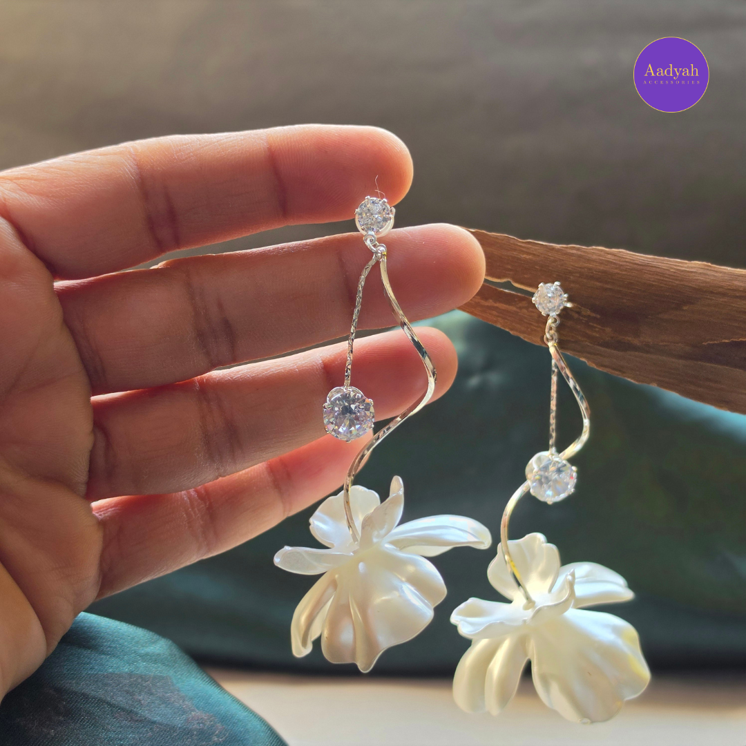 Designer Floral Anti-Tarnish Earring - Silver