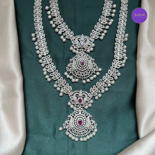 Diamond Look Necklace Set - Bridal Combo - White