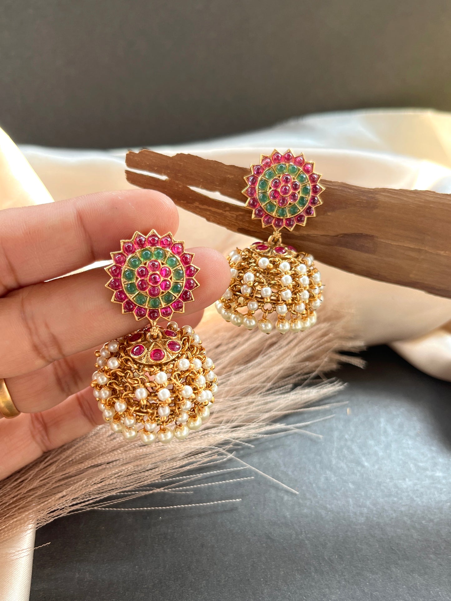 Gold Kemp Jhumkas