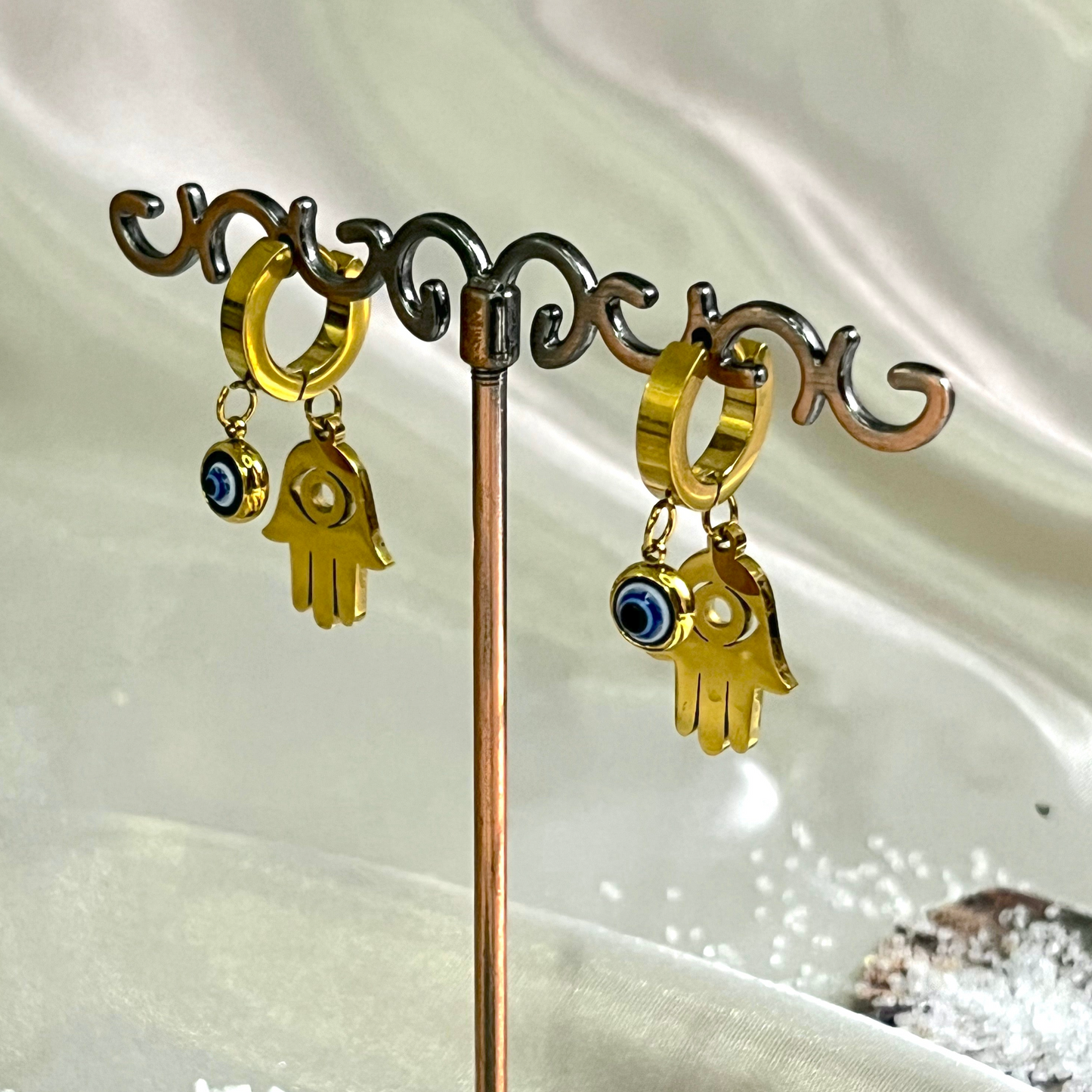 Hamsa Evil Eye Earrings