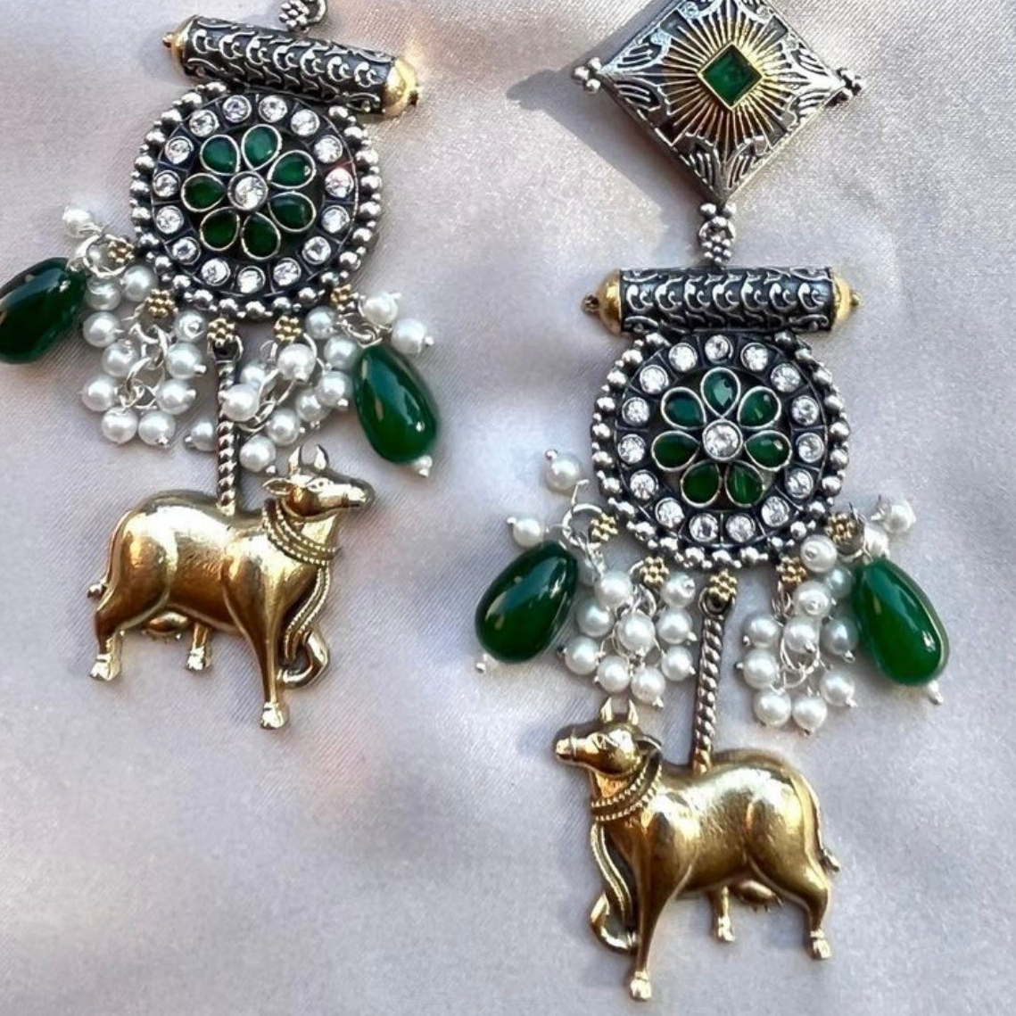 Dual Tone Pichwai Earrings