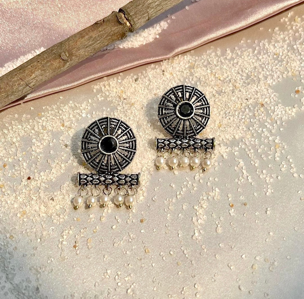 Black Stone Chakra Earrings
