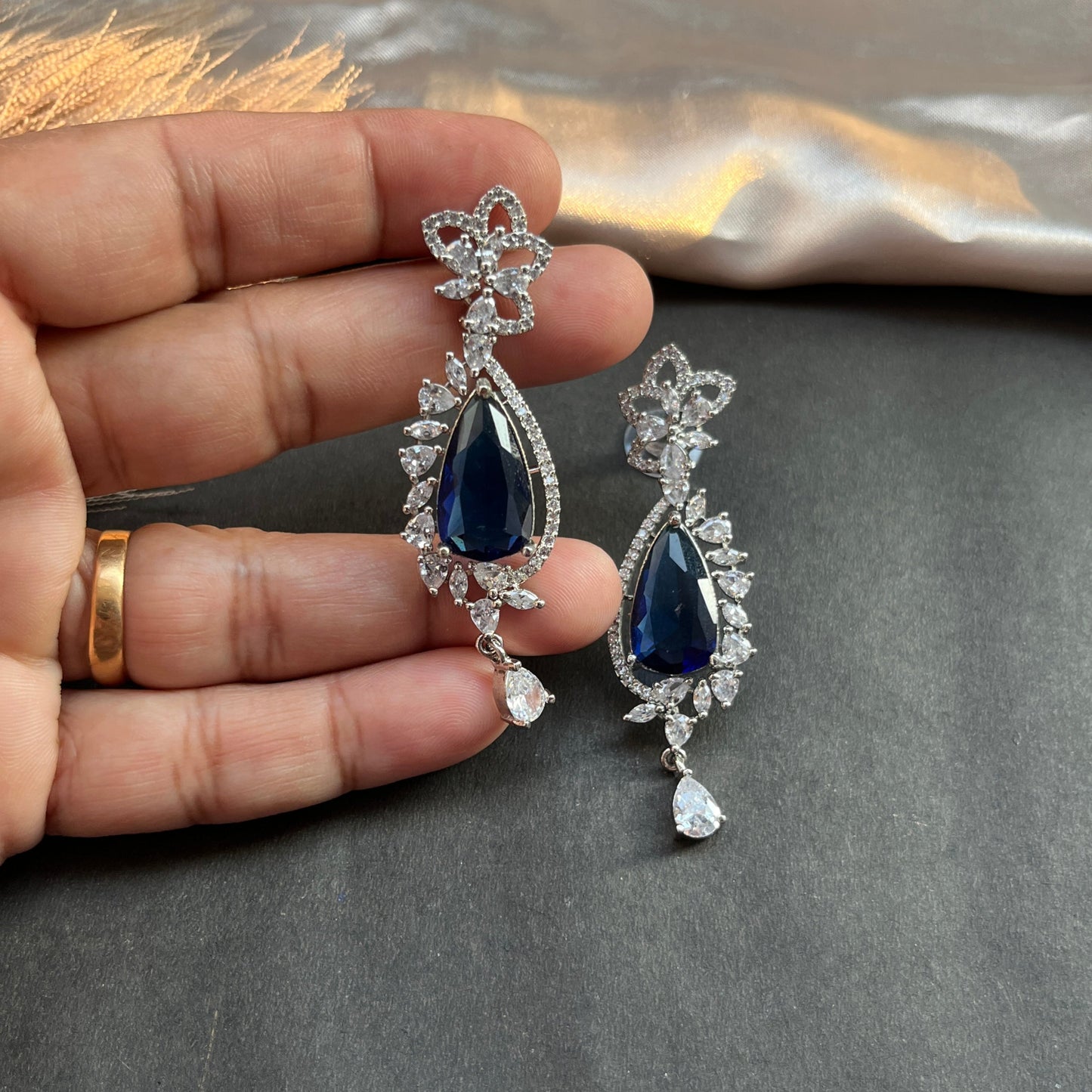 Diamond look alike stud earrings sparkling CZ stones for elegant everyday wear,American diamond earrings with zircon stones