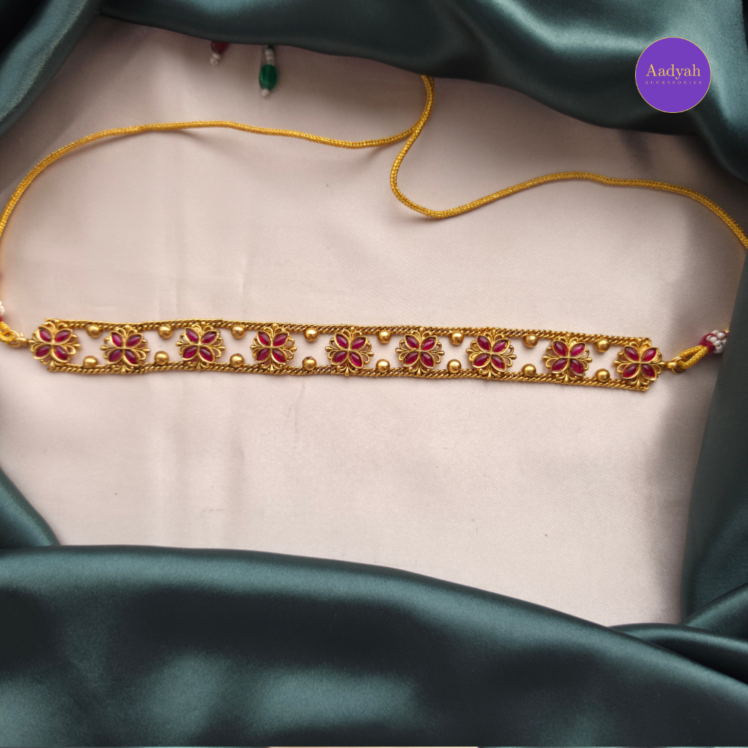 Floral Matt Polish Choker Set - Ruby