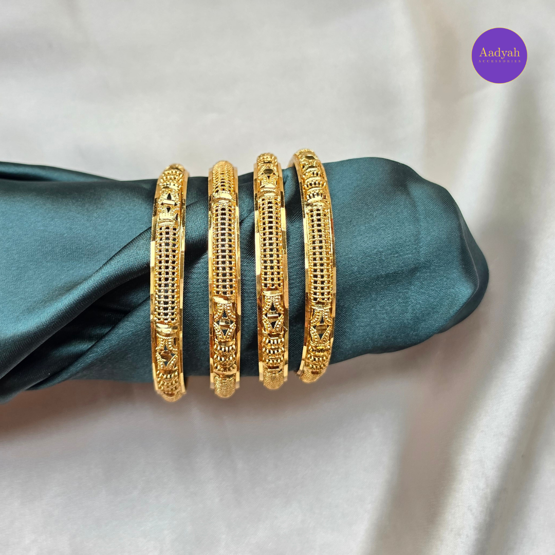 Gold Look Bangles - Set of 4
