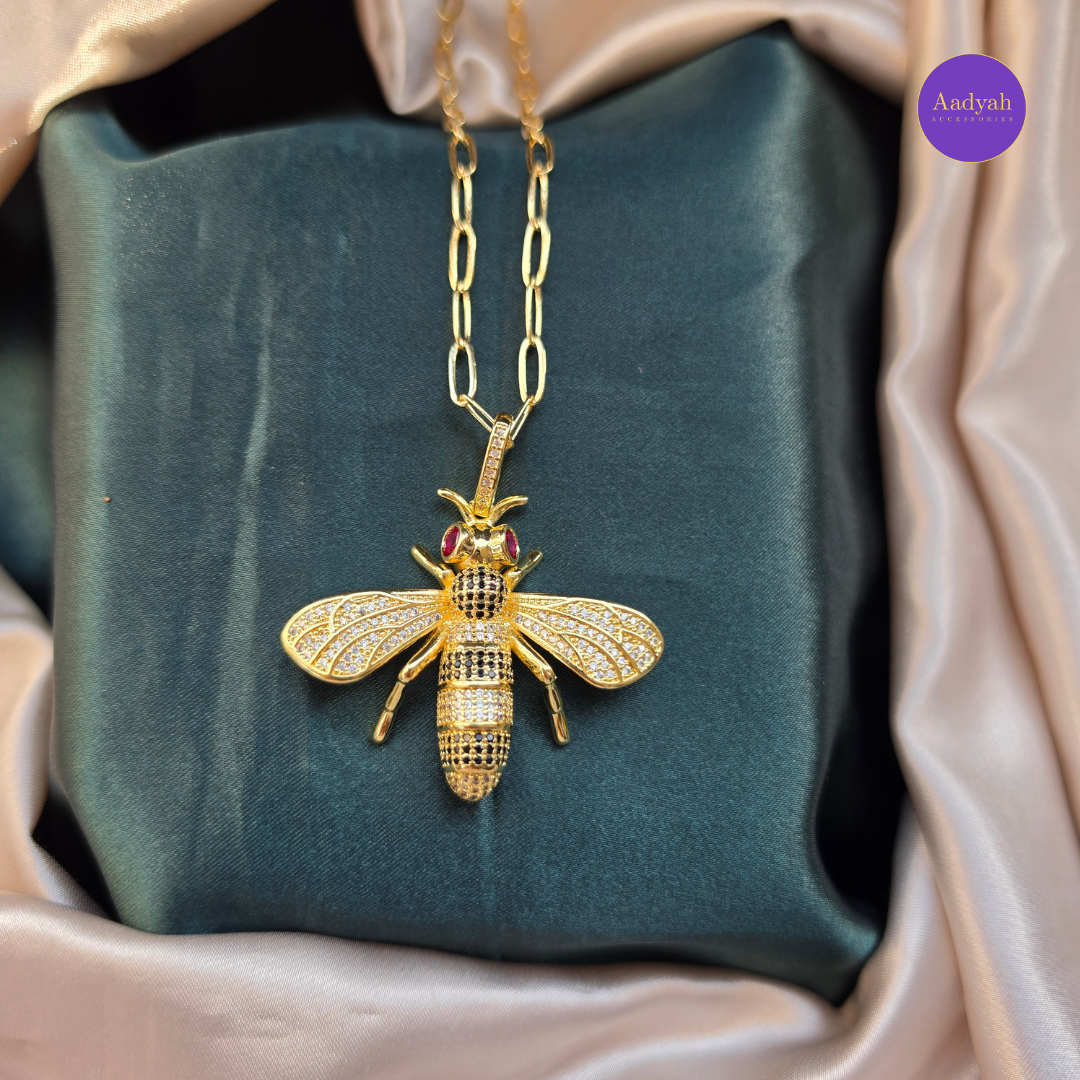 Honey Bee Anti Tanish Pendant Chain - Gold