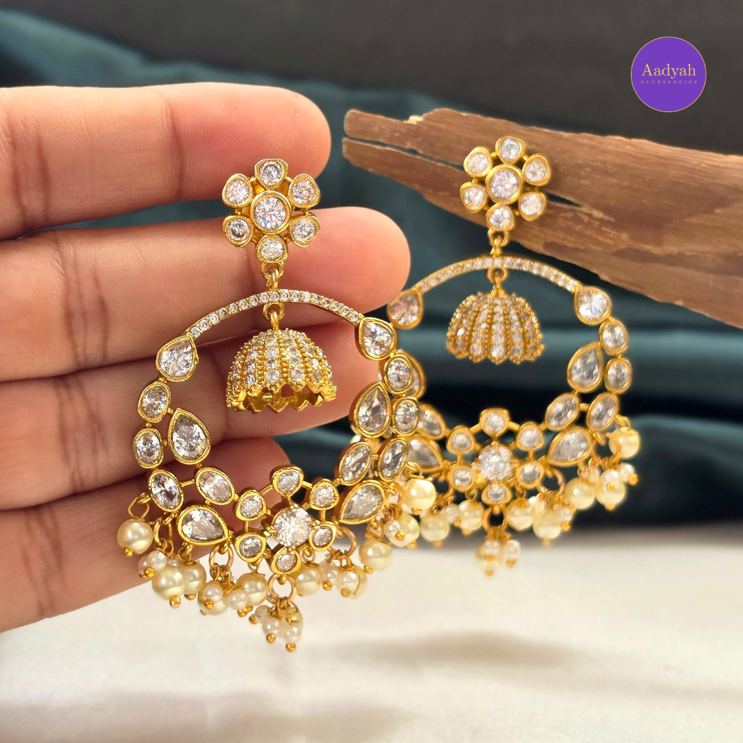 Jhumki Chandbali - White