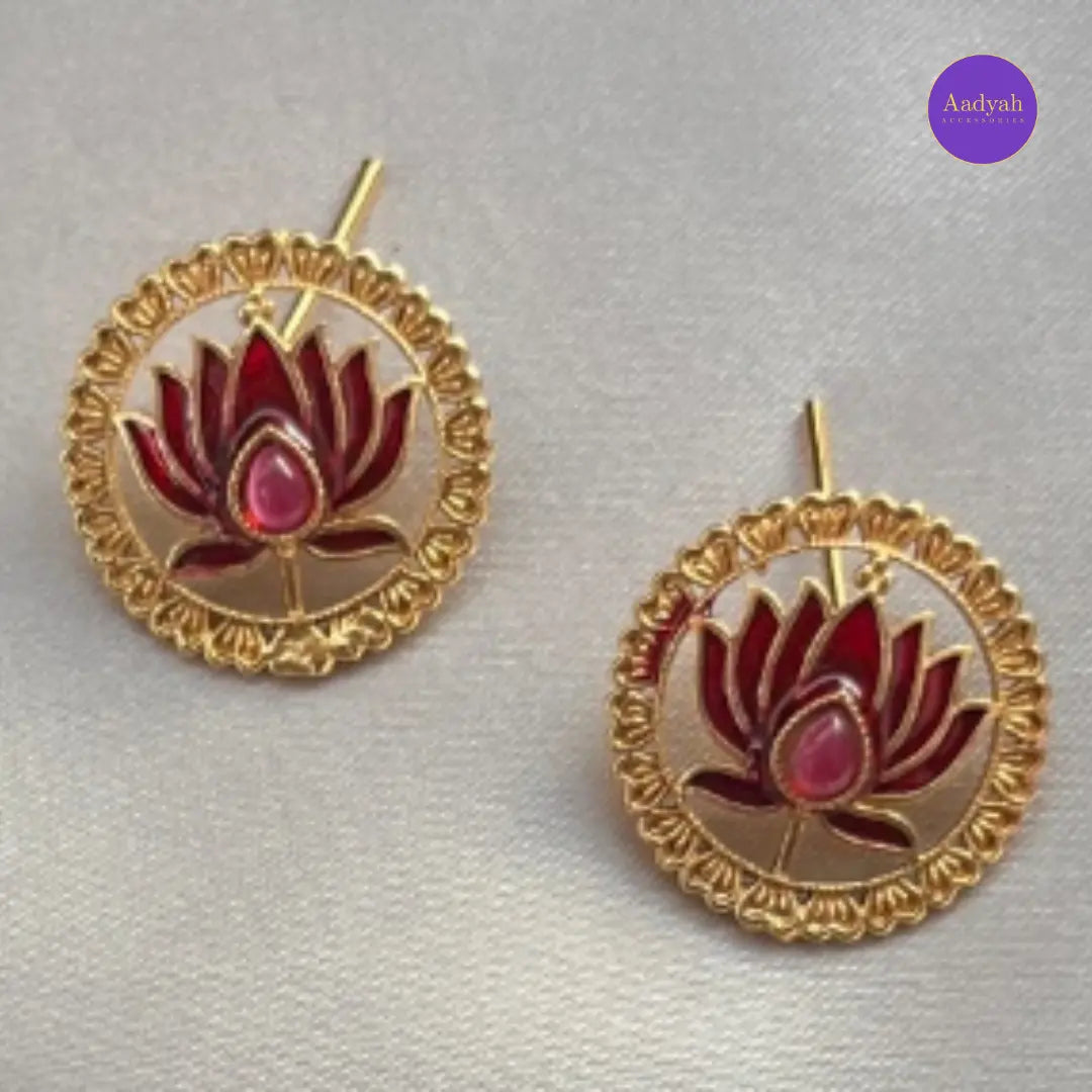 Lotus Enamel Necklace Set – Multi Colour