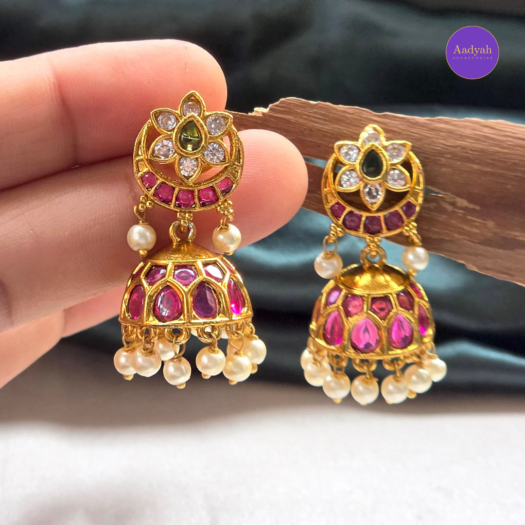 Mini Chandbali Jhumka - Multi