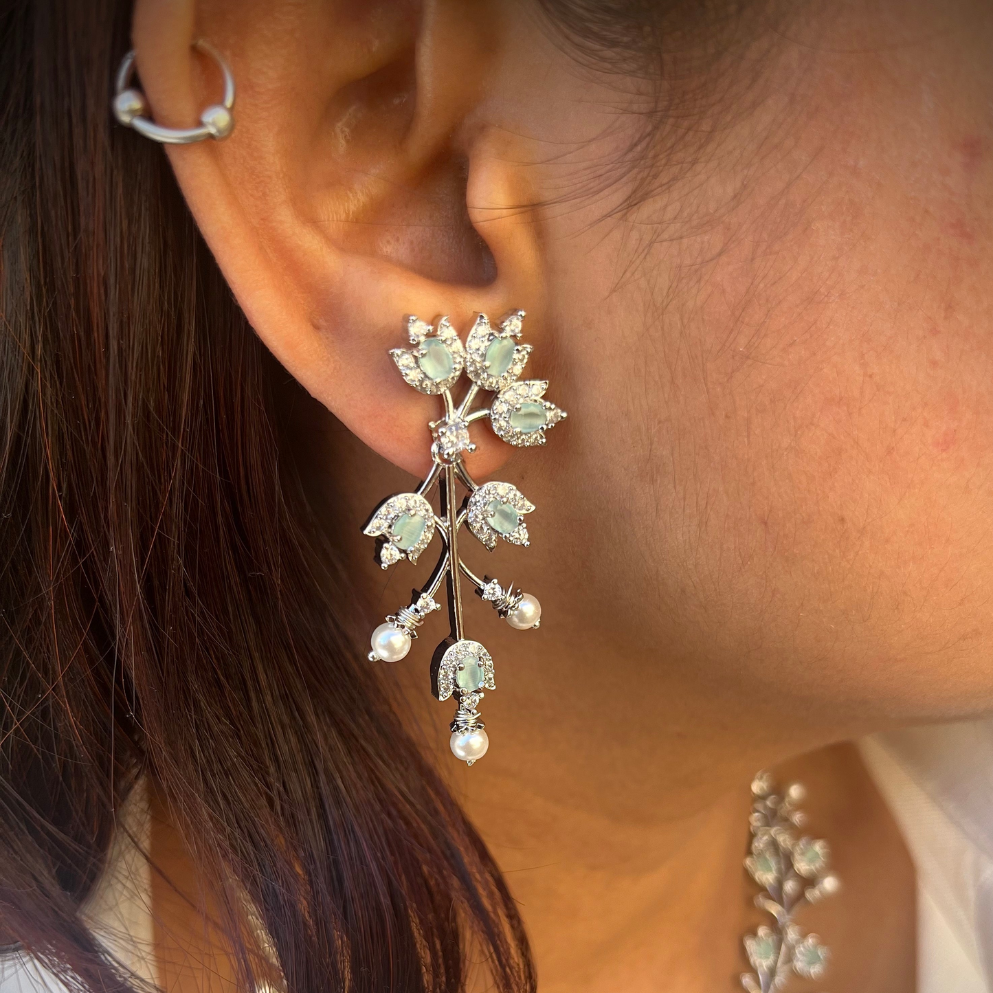 Mint Green & White CZ Necklace