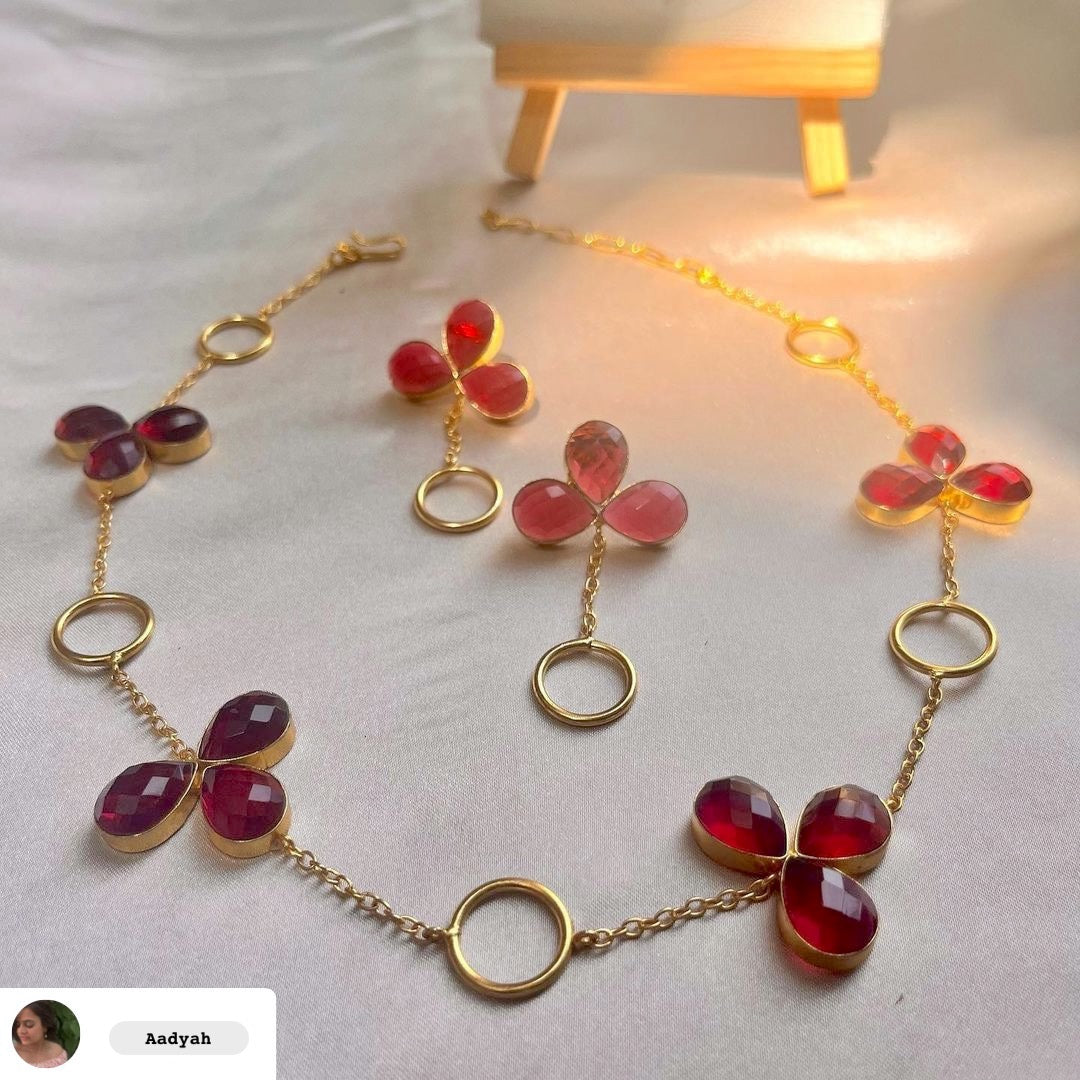 Crimson Floral Gemstone Choker