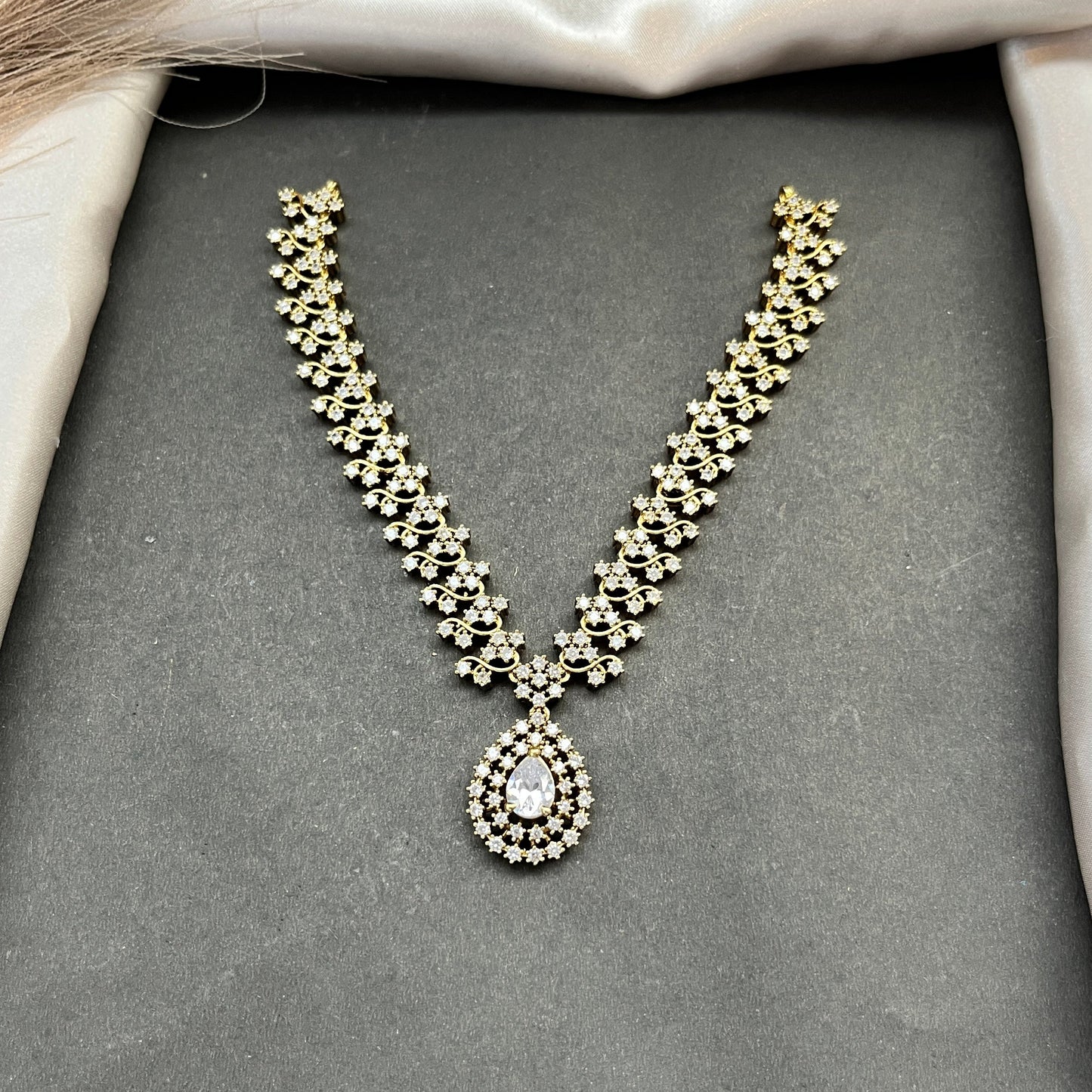 Gold look alike necklace set,Imitation jewelry,Artificial necklace set,Bridal festive wear,Temple design