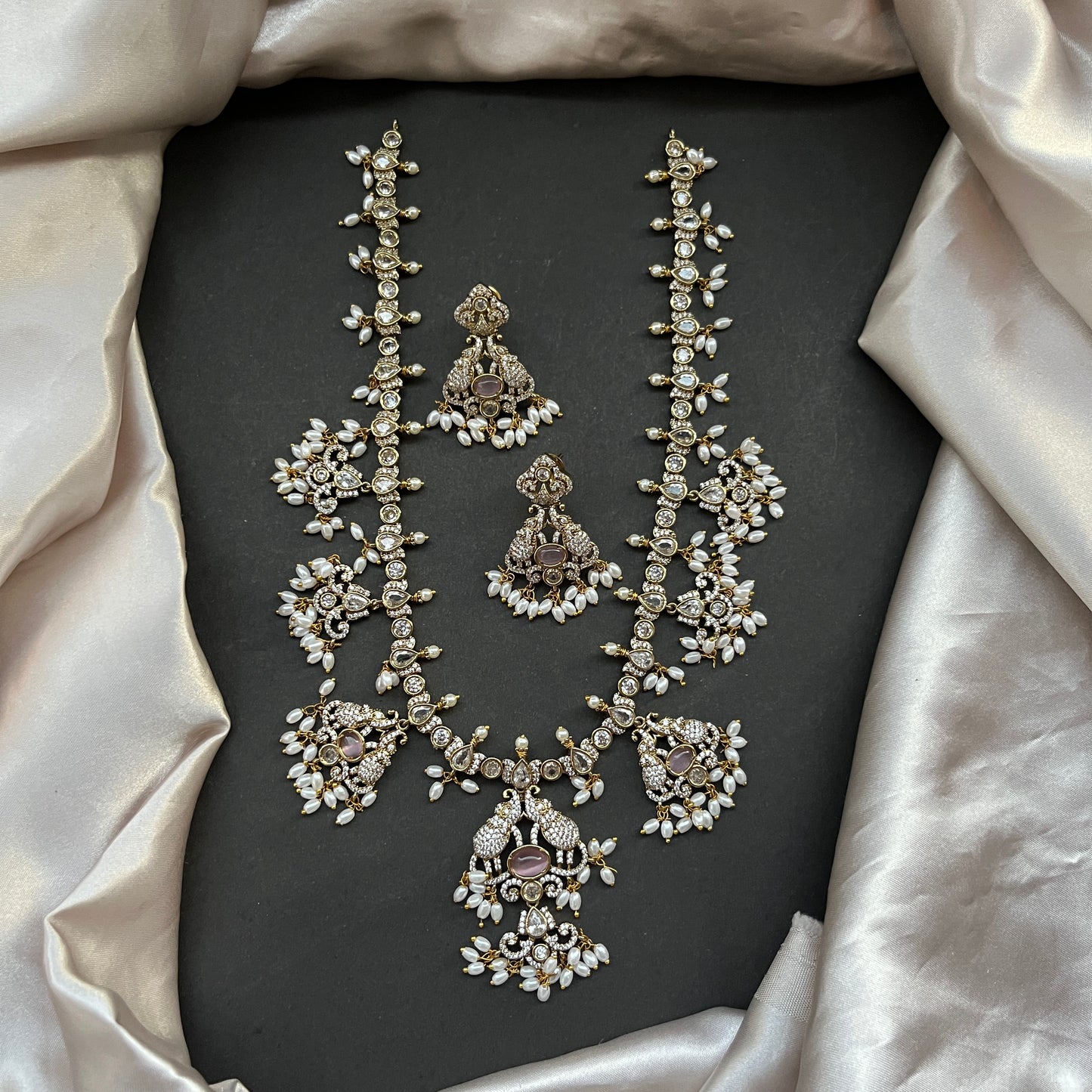 Gold look alike necklace set,Imitation jewelry,Artificial necklace set,Bridal festive wear,Temple design