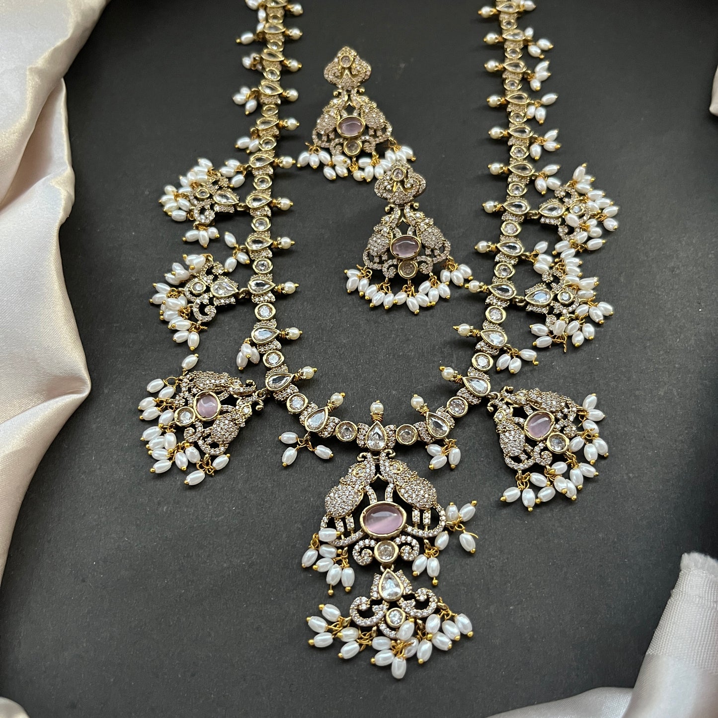 Gold look alike necklace set,Imitation jewelry,Artificial necklace set,Bridal festive wear,Temple design