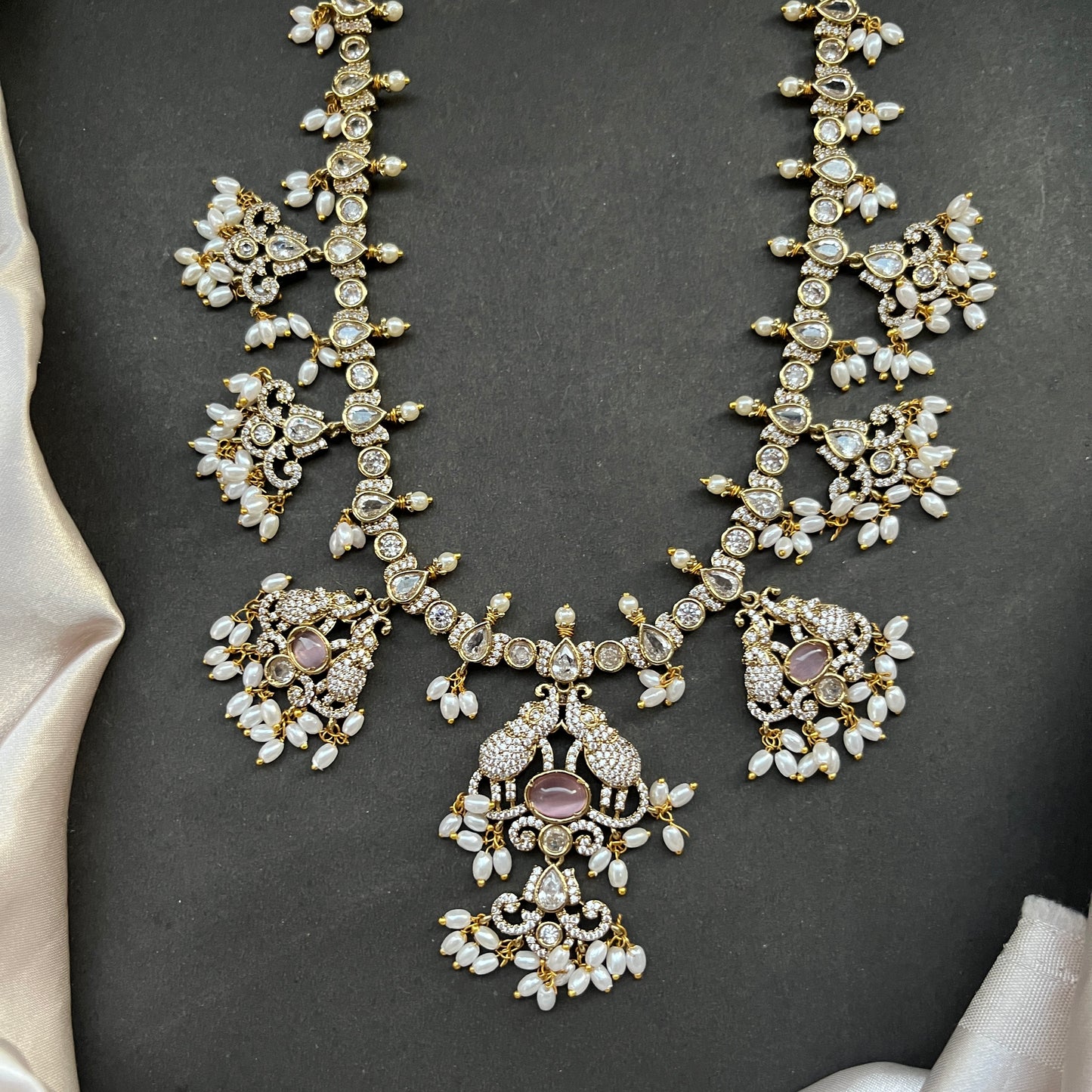 Gold look alike necklace set,Imitation jewelry,Artificial necklace set,Bridal festive wear,Temple design