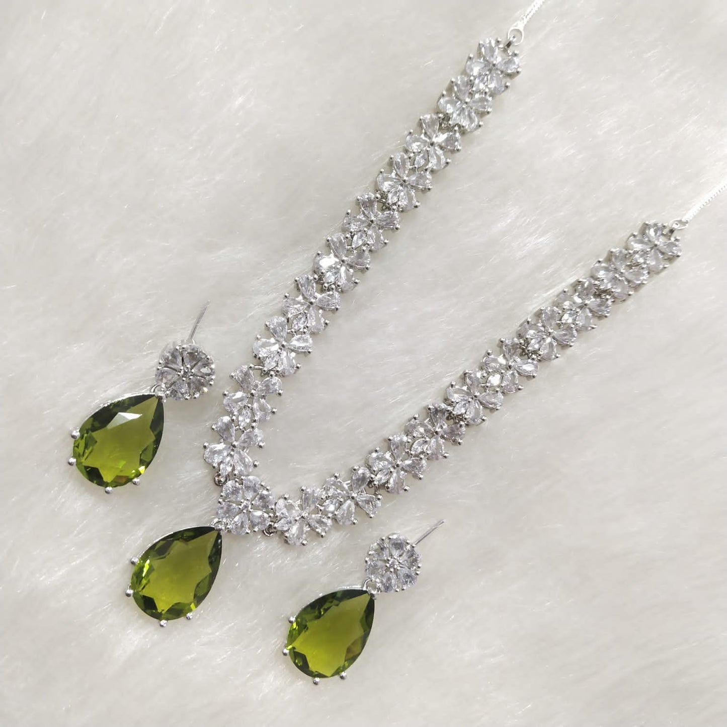 Mint Green Diamond Cut Necklace
