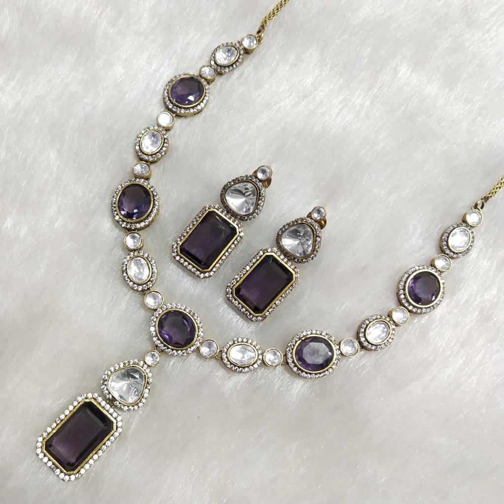 Claret Kundan Victorian Necklace