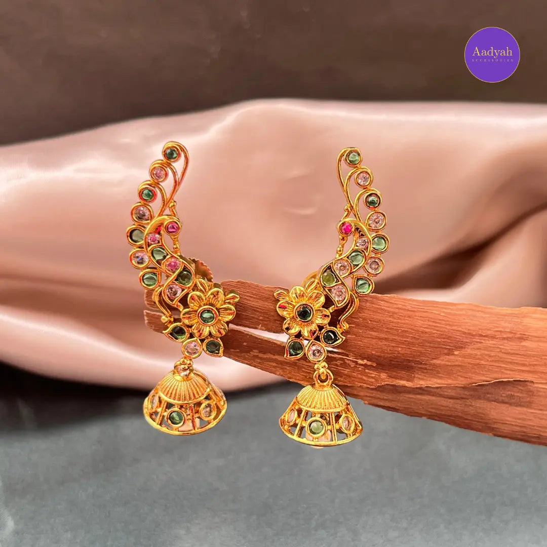 Peacock Small Ear Cuff - Multi