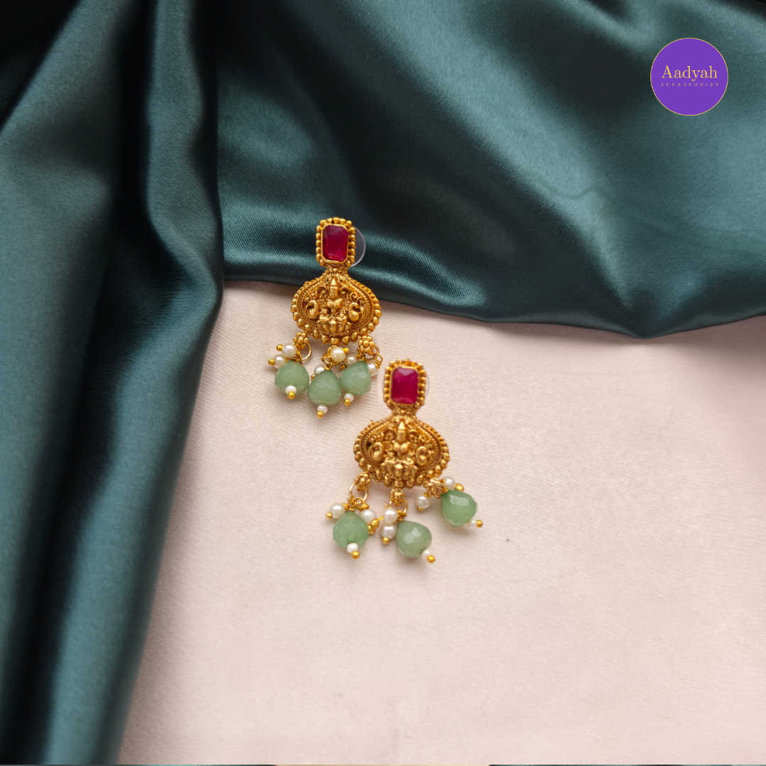 Temple Pearl Necklace Set - Ruby & Mint