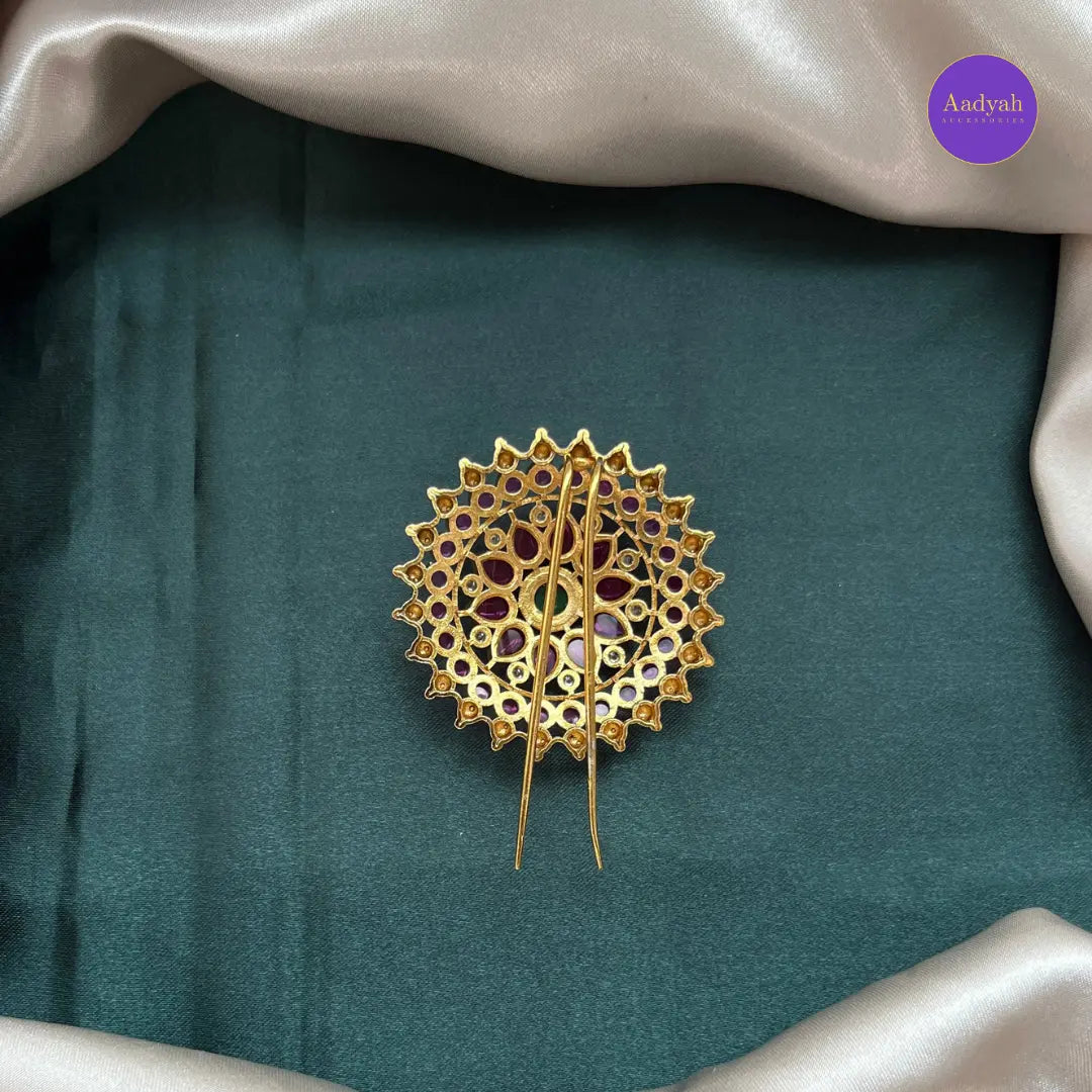 Floral U Hair Pin - Multi Stone