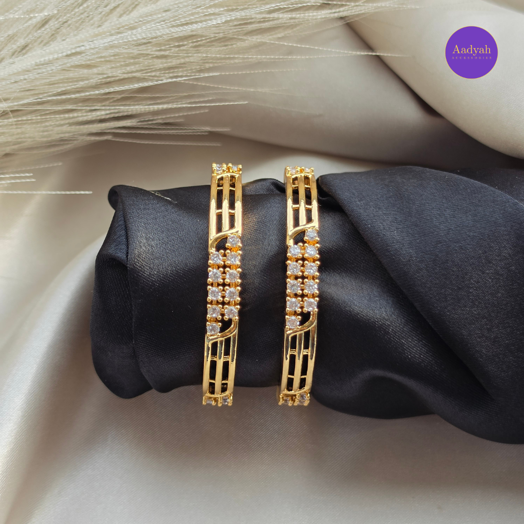 White Stone Designer Baby Bangle - Set of 2