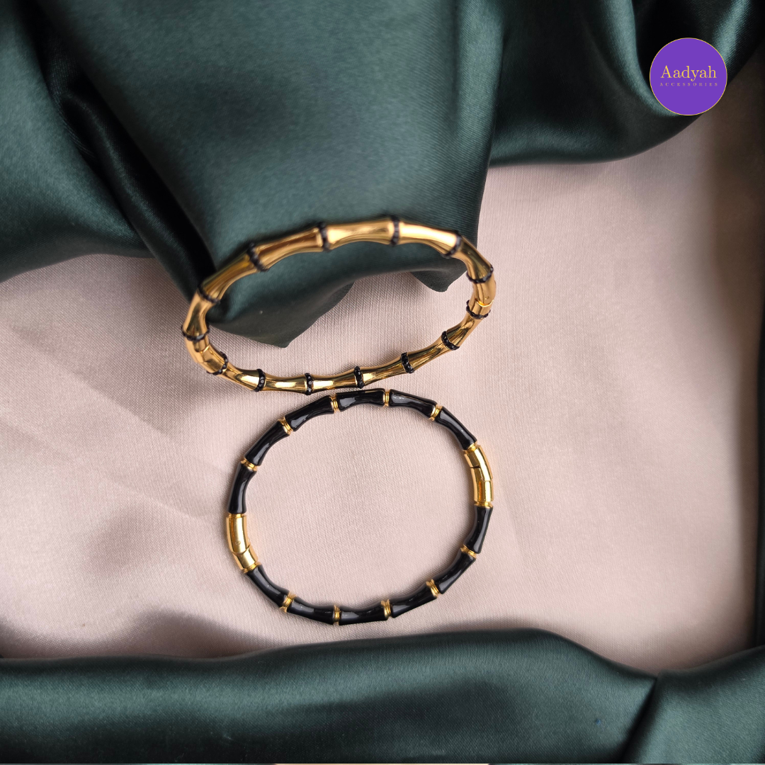 Black Bamboo Anti Tarnish Bangle - Small Size