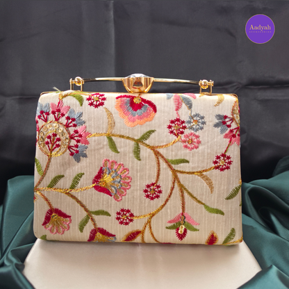 Party Wear Box Clutch - Tissue Fabric