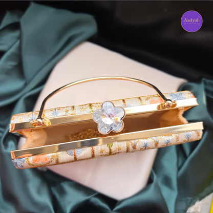 Party Wear Box Clutch - Tissue Fabric