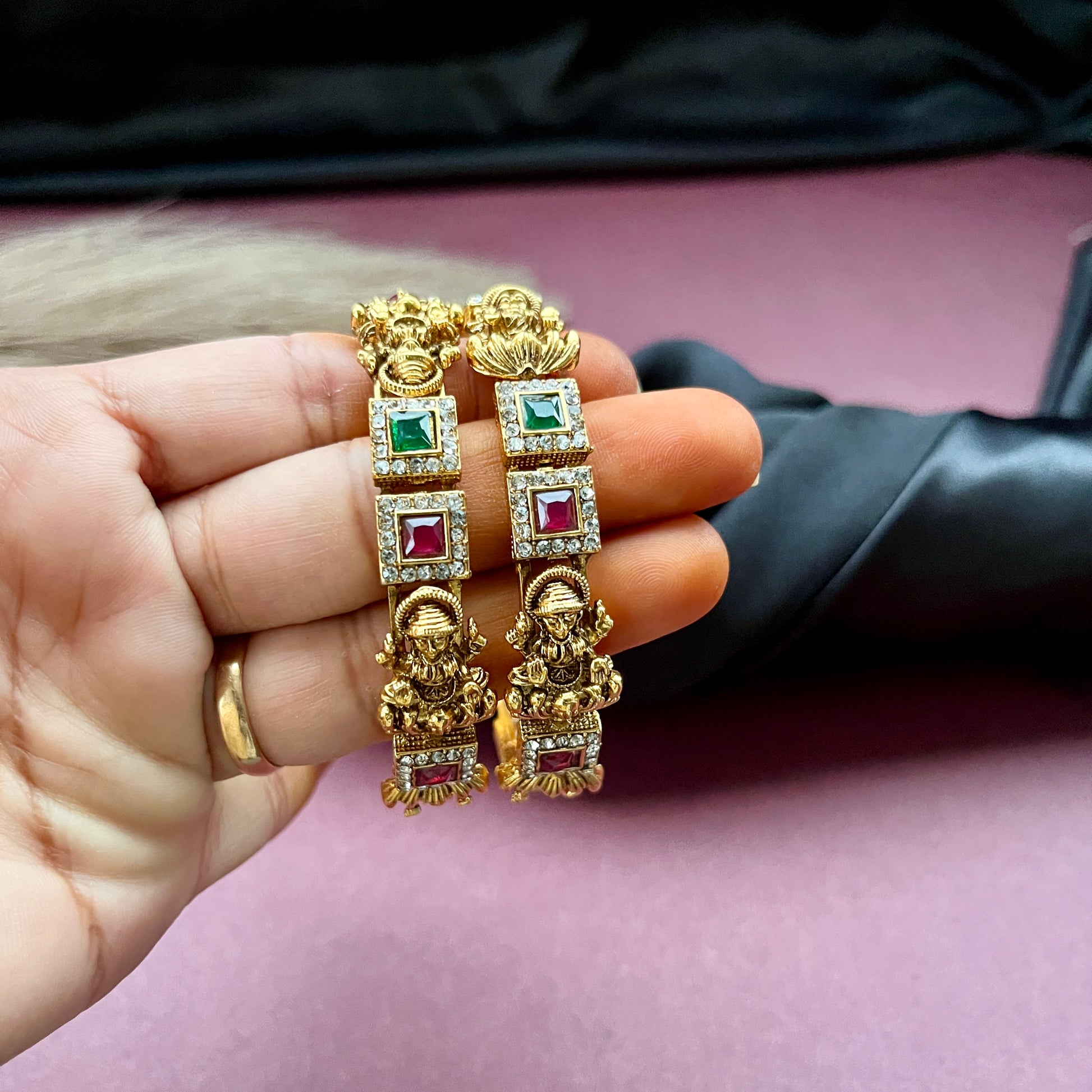 Traditional gold tone bangles with carved detailing imitation jewelry for weddings.Glossy gold look bangles in classic design  party wear imitation bangles for women