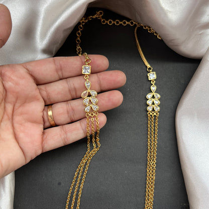 Gold look alike necklace set with matching earrings – traditional bridal imitation jewelry,Traditional gold tone necklace set – imitation kundan jewelry for festive and bridal wear