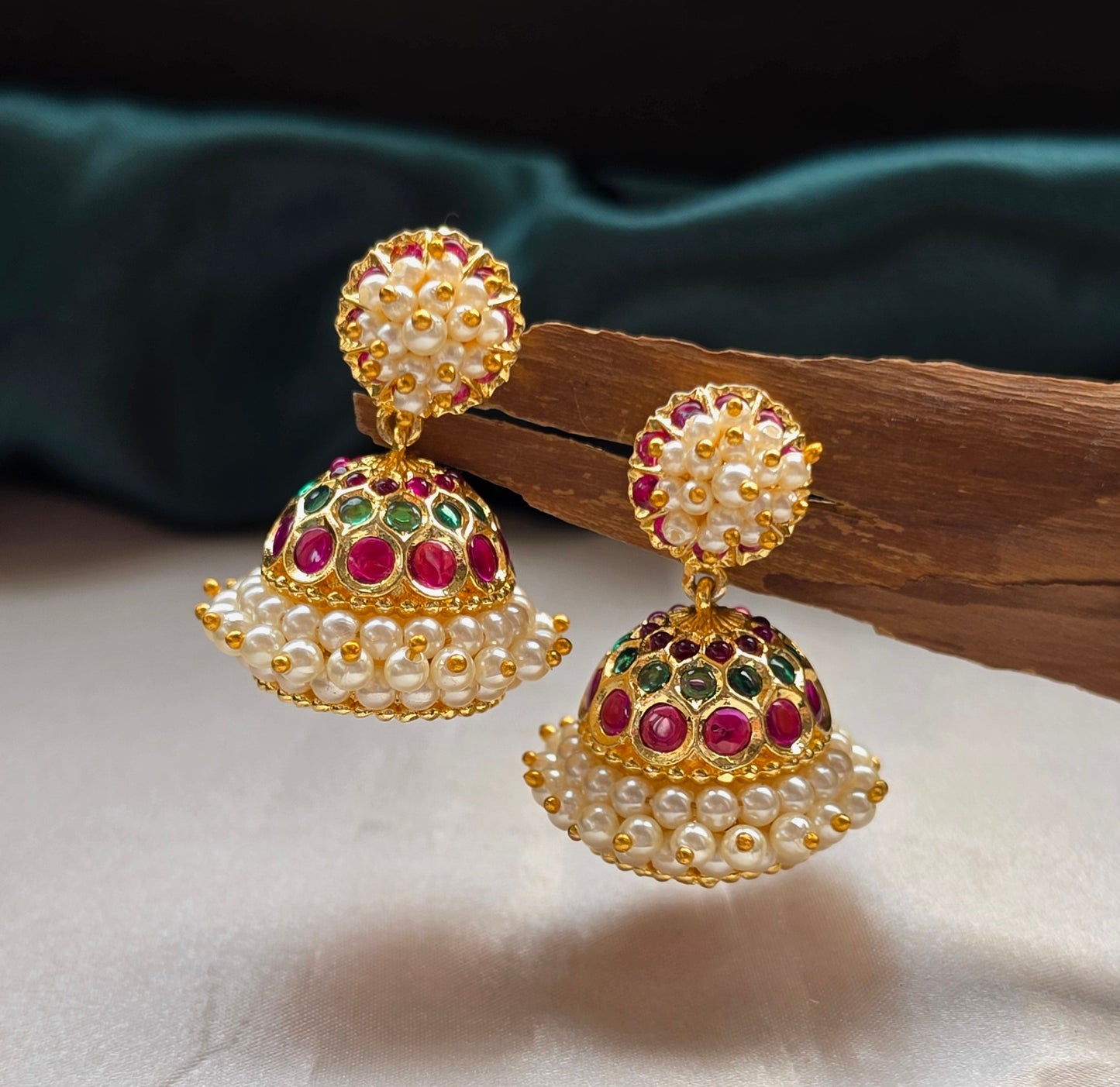 Kempu Pearl Jhumka