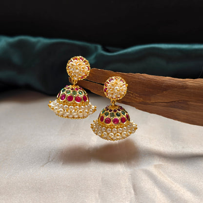 Kempu Pearl Jhumka