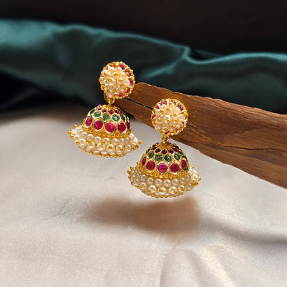 Kempu Pearl Jhumka