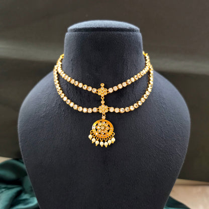 AD Layered Stone Necklace Set