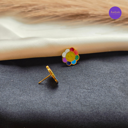 Rainbow Floral - Small Stud