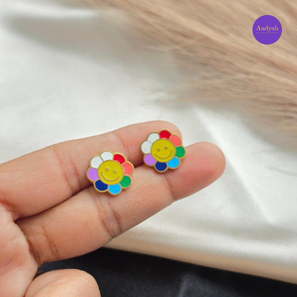 Rainbow Floral - Small Stud