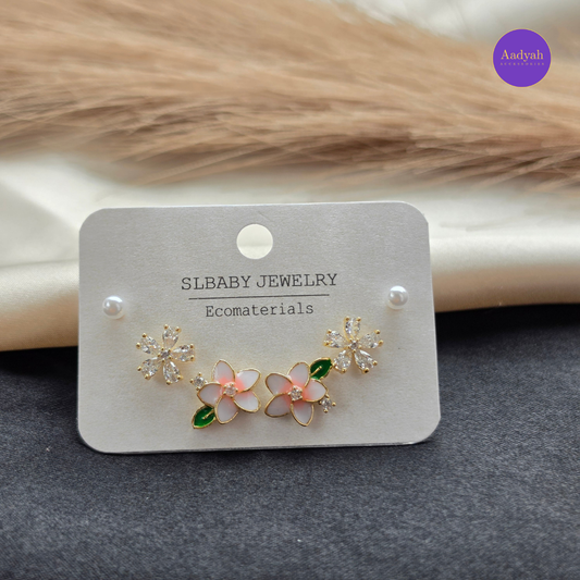 Floral - Combo Studs - Set of 3