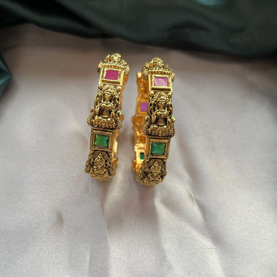 Traditional gold tone bangles with carved detailing imitation jewelry for weddings.Glossy gold look bangles in classic design  party wear imitation bangles for women