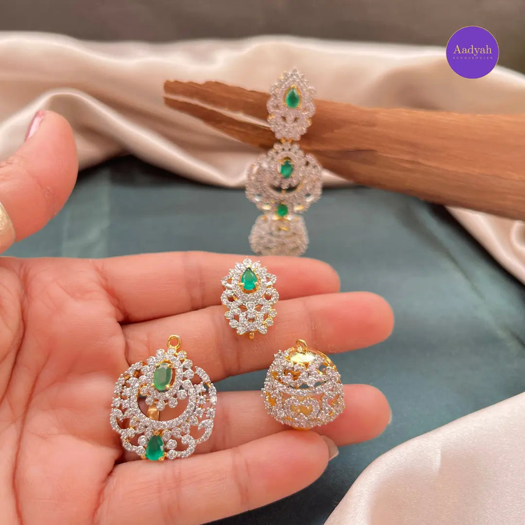 3-1 GJ Jhumkas - White Green
