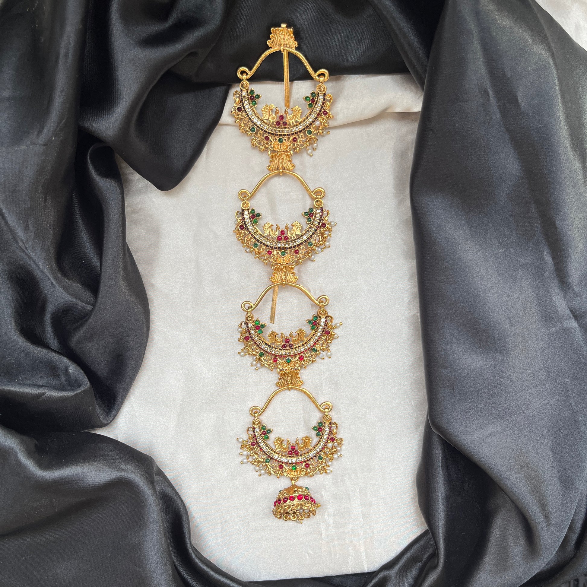 Gold tone hair accessories , Jada Billa online Traditional hair jewellery Indian bridal hair accessories Temple jewellery hair pin Gold hair pin design  Festive hair accessories South Indian hair jewellery Ethnic hair ornaments Designer hair pin for weddings
