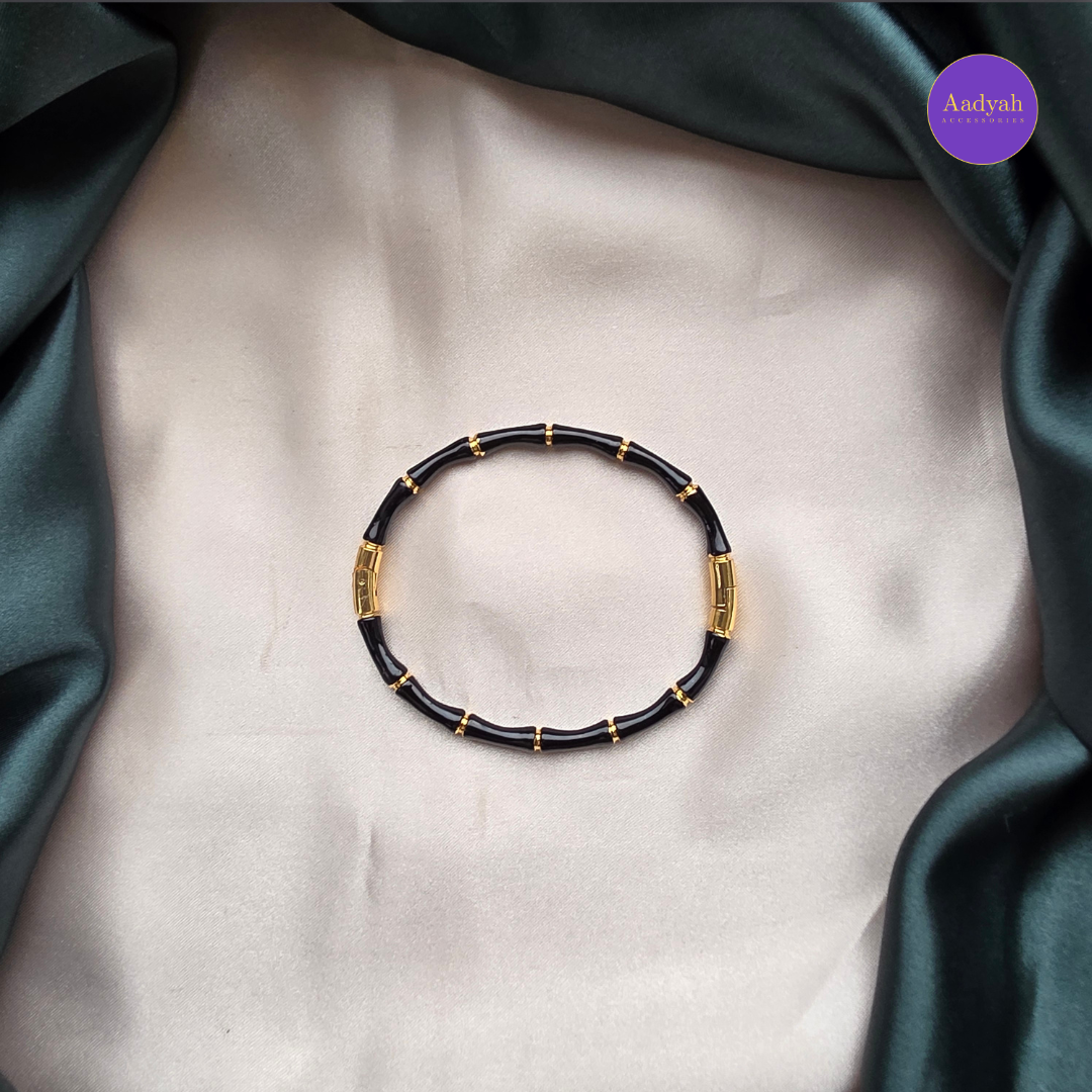 Black Bamboo Anti Tarnish Bangle - Black