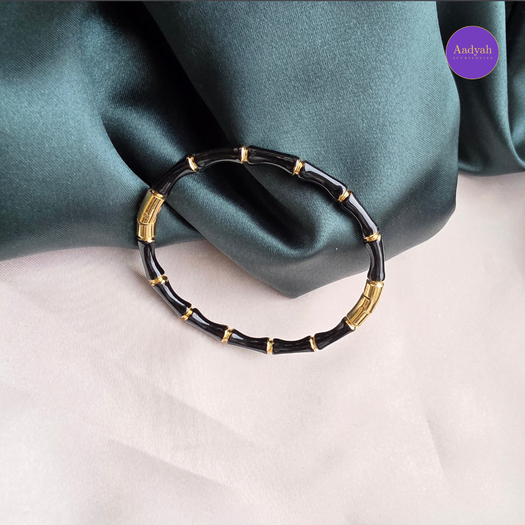 Black Bamboo Anti Tarnish Bangle - Black